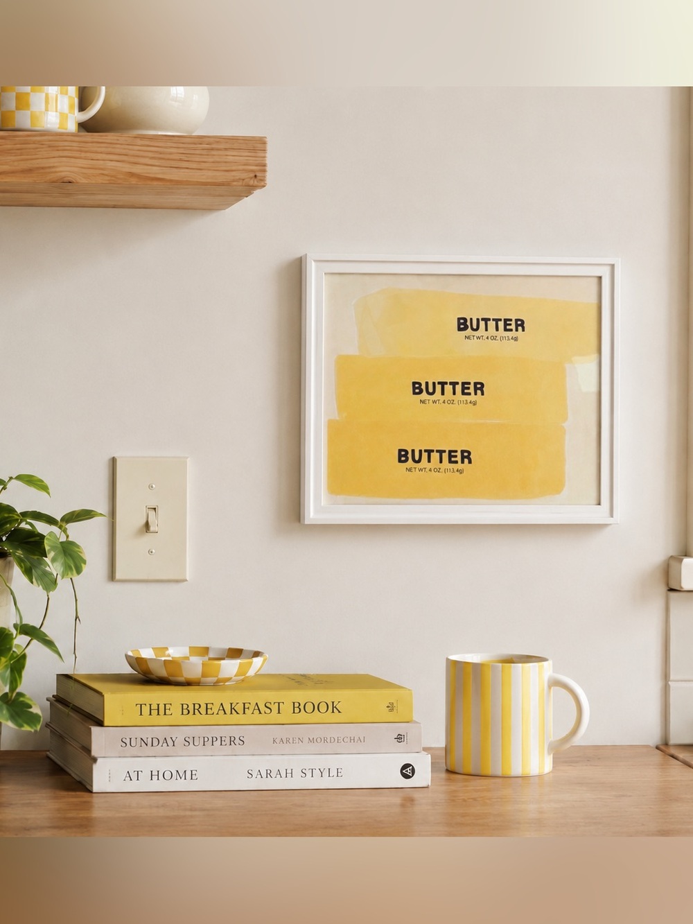 Butter Stick Retro Style Canvas Art Print White Framed Wall Hanging Art 9x11”